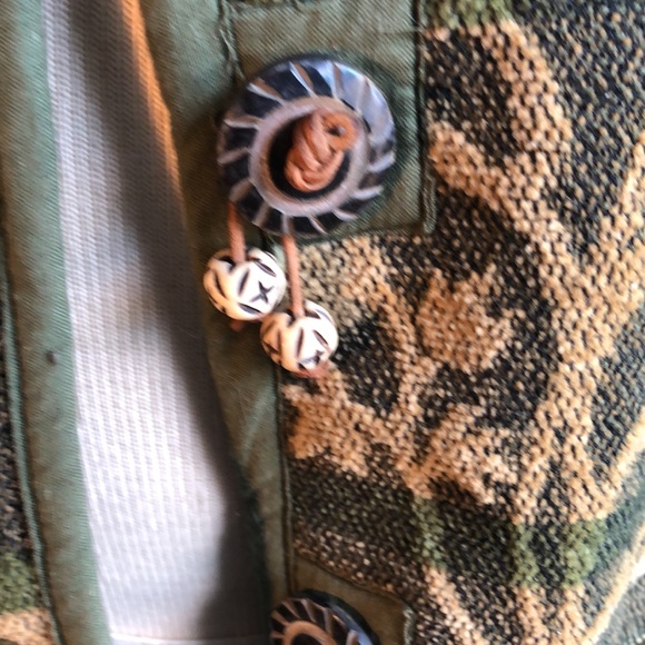 Tapestry Jacket by Flashback PXL green,gold,unique buttons/pockets floral motifs - Picture 4 of 17